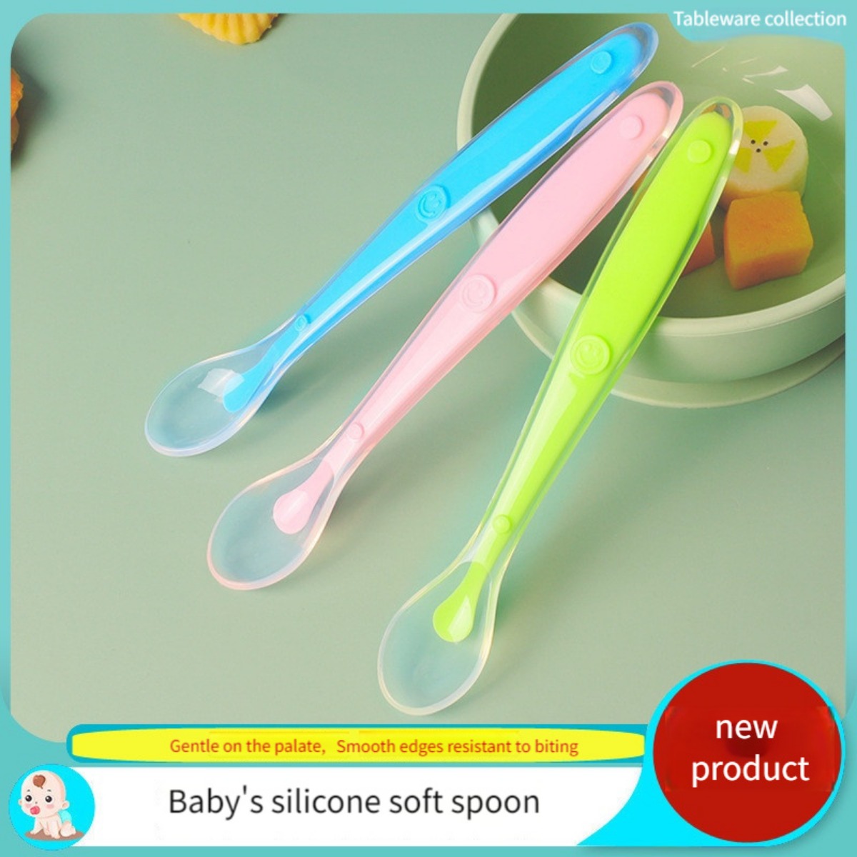 Feeding Baby Food - 2Pcs Food Grade Silicone Baby Spoons