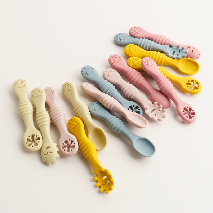 Baby Food Utensils Set - New Mother-kids 3PCS Baby Silicone Spoons