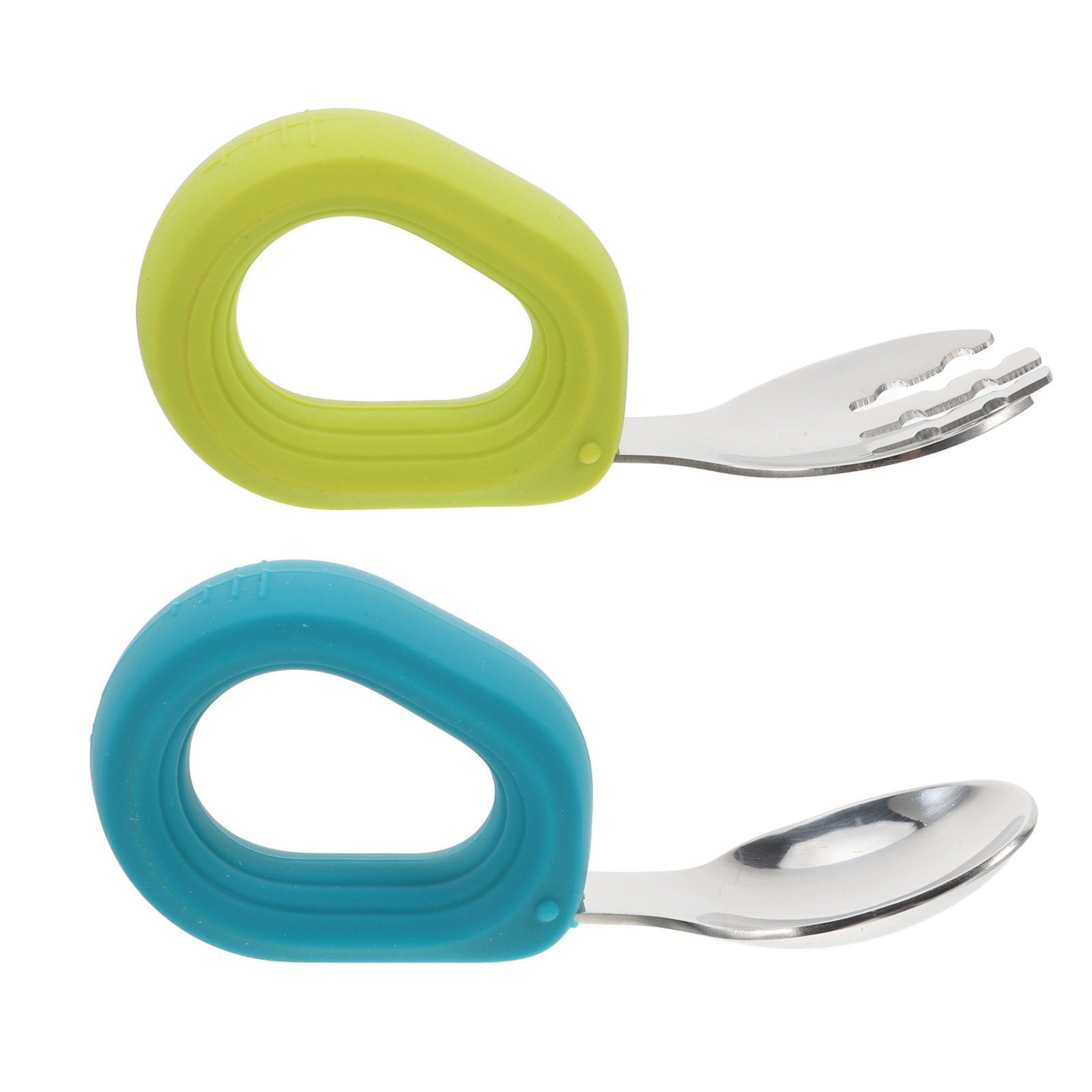 Self Feed Spoon - 2Pcs Stainless Steel Toddler Utensils Silicone