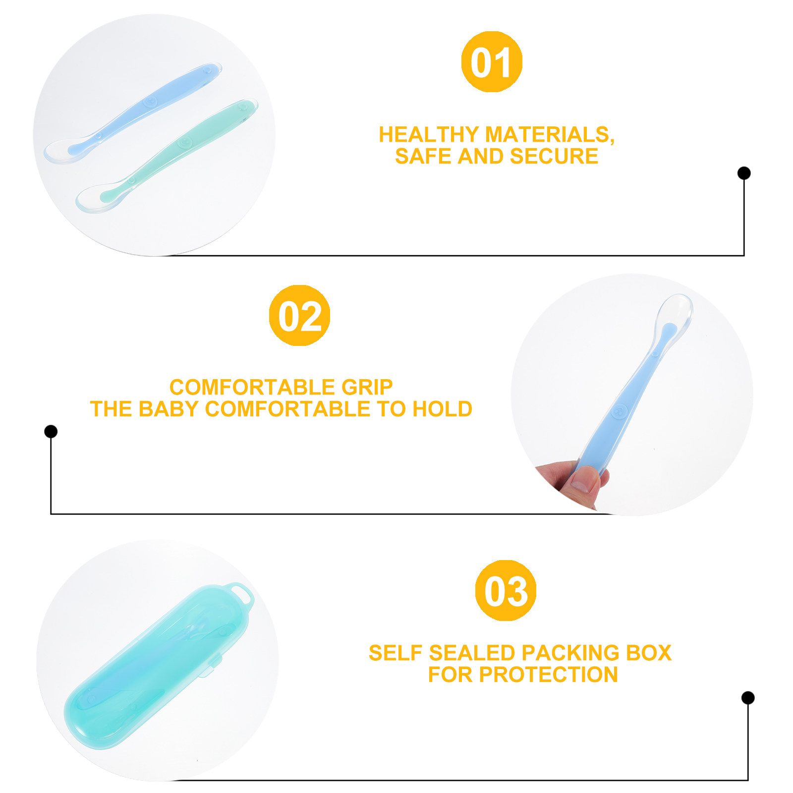 2Pcs Baby Food Spoons Feeding  - đánh giá và giá Baby Food Utensils Set