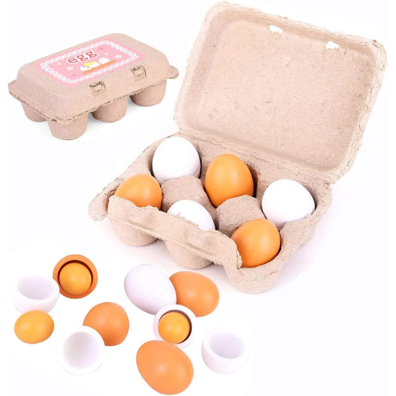 6Pcs Wooden Eggs Toy Kids Kitc - đánh giá và giá Baby Food Egg
