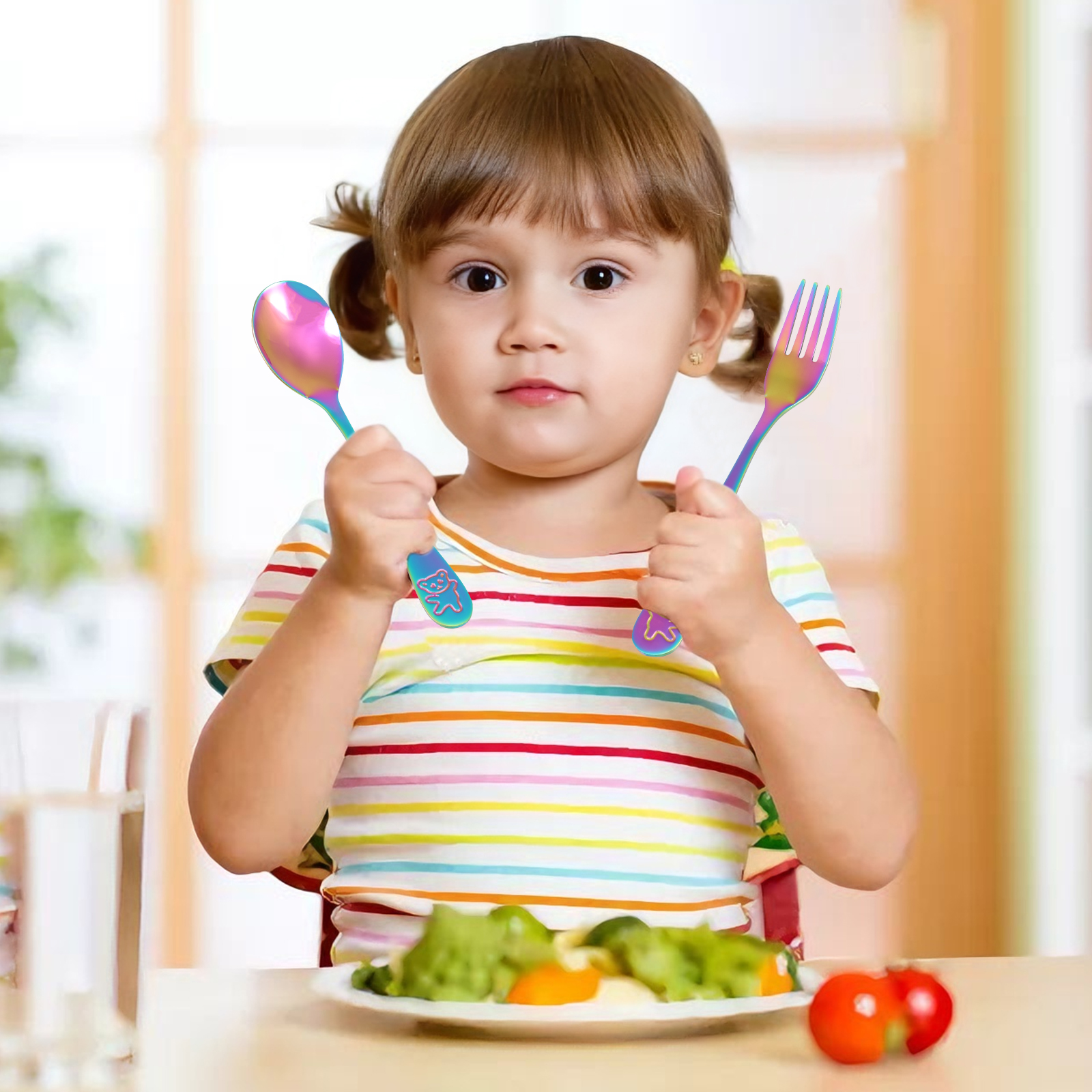10Pcs Children's Forks and Spo - đánh giá và giá Self Feed Spoon