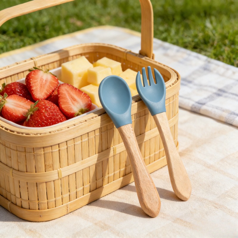 Baby Silicone Spoon Fork Set S - đánh giá và giá Baby Food Utensils Set