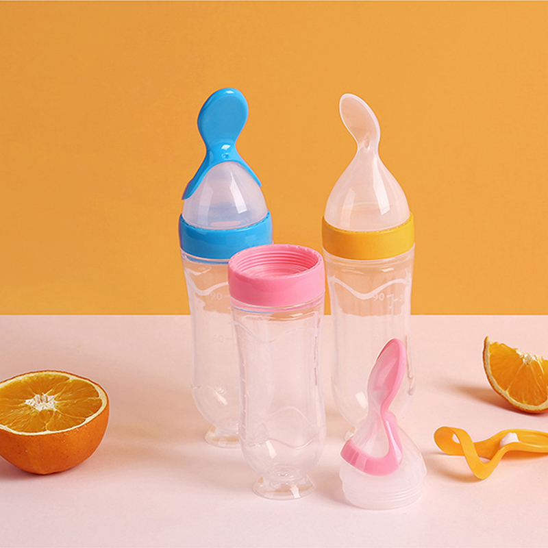 Squeezing Feeding Bottle Silic - đánh giá và giá Self Feed Spoon
