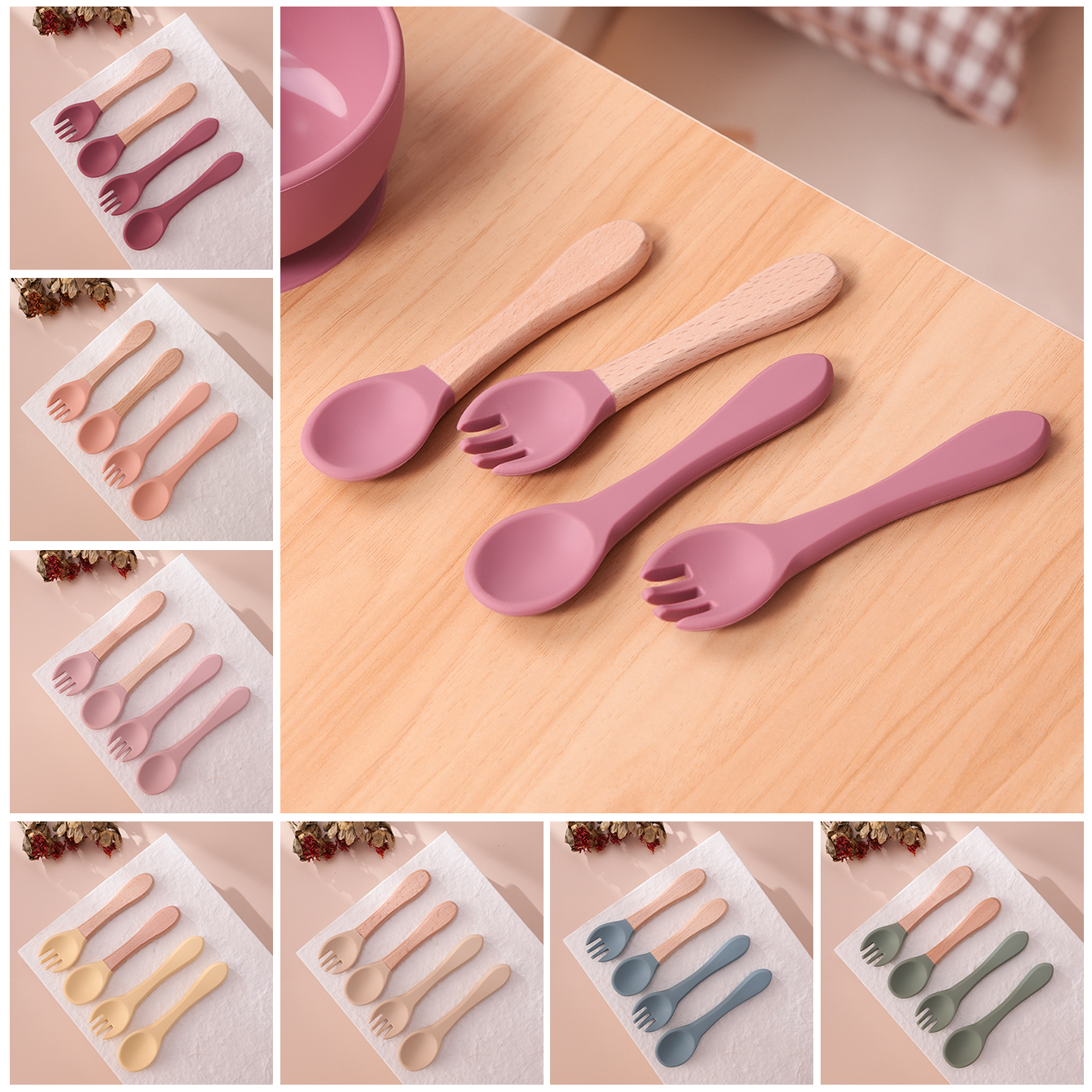 Color Kids 4PCS Silicone Baby  - đánh giá và giá Baby Food Utensils Set
