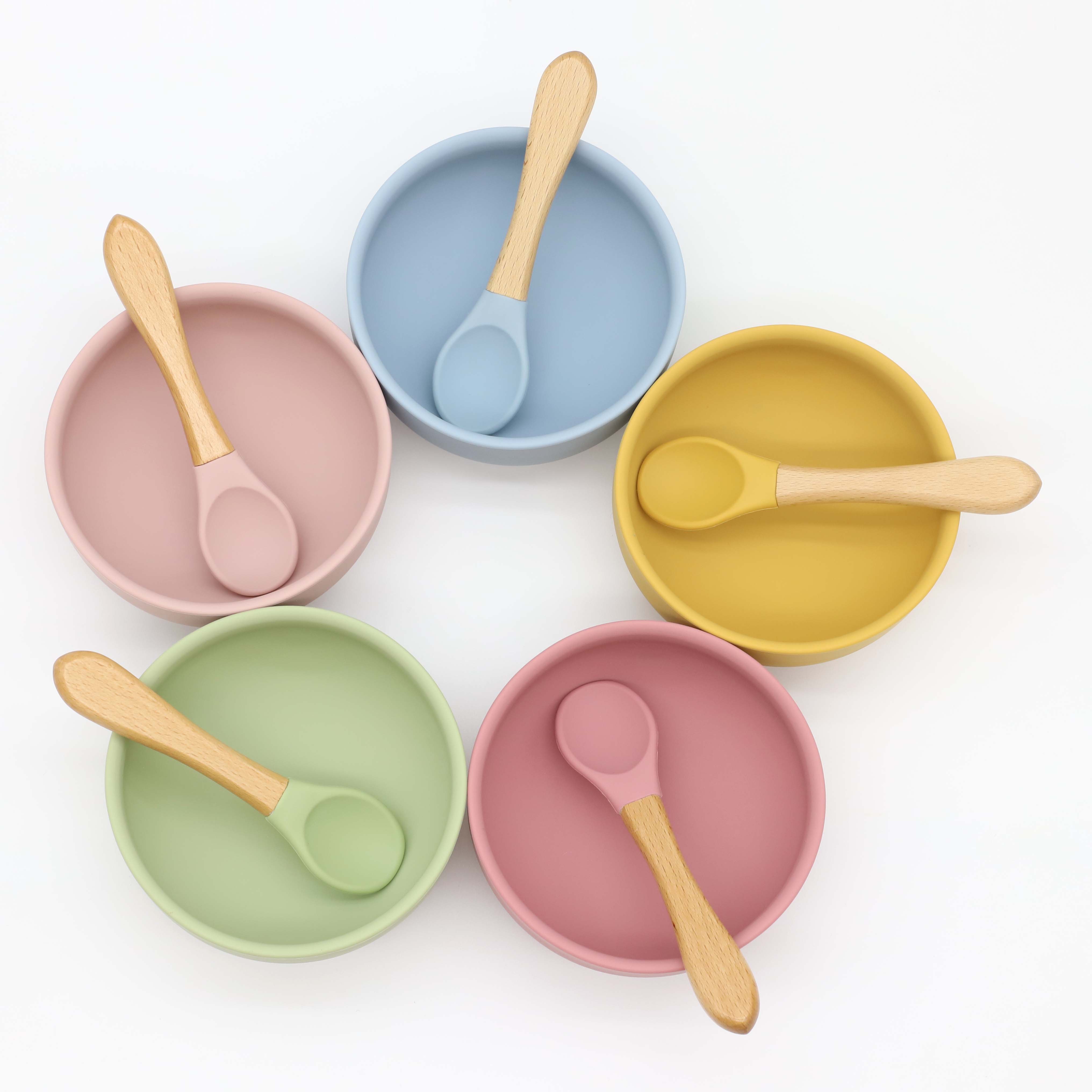 Silicone bowl with suction cup - đánh giá và giá Baby Food Utensils Set