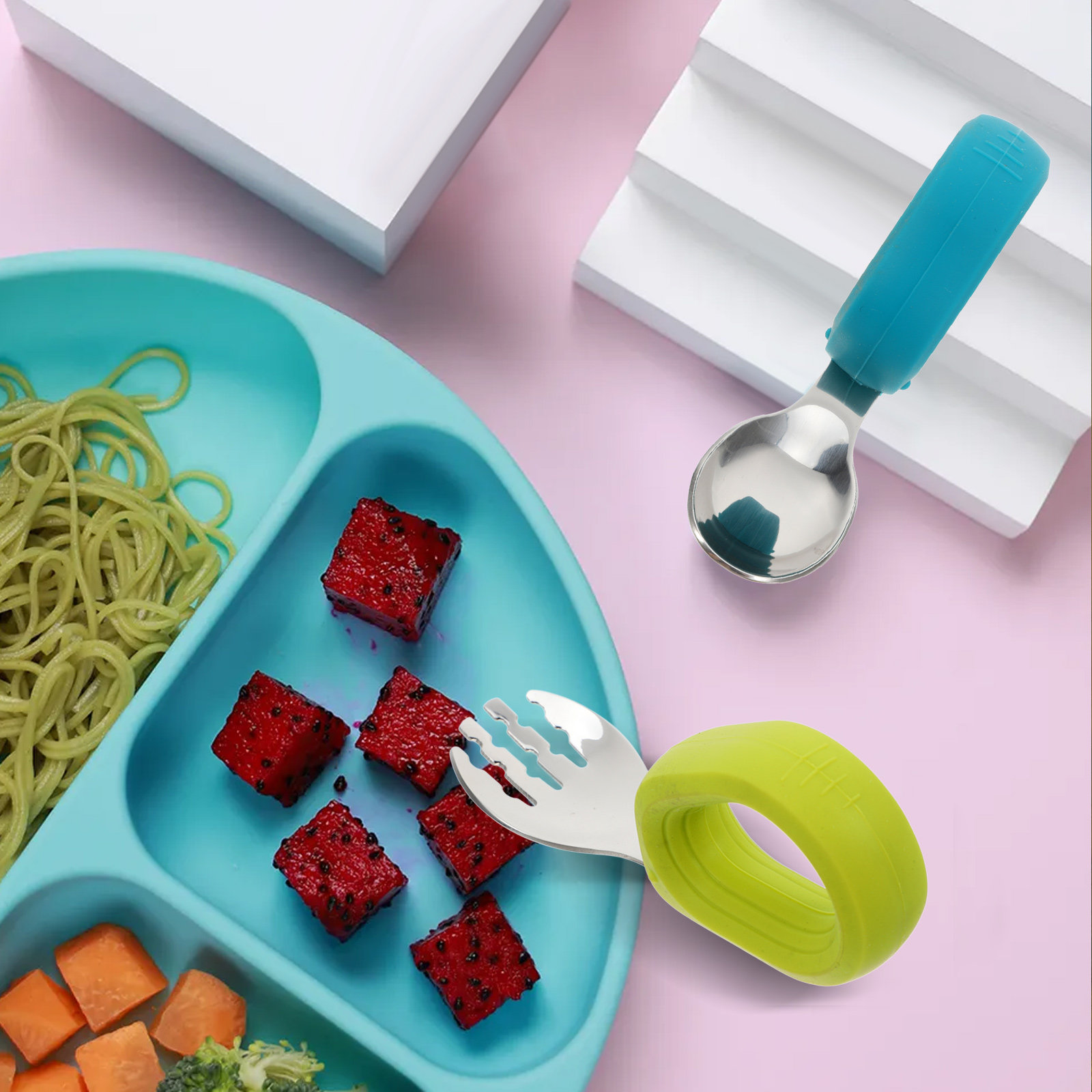 2Pcs Stainless Steel Toddler U - đánh giá và giá Self Feed Spoon